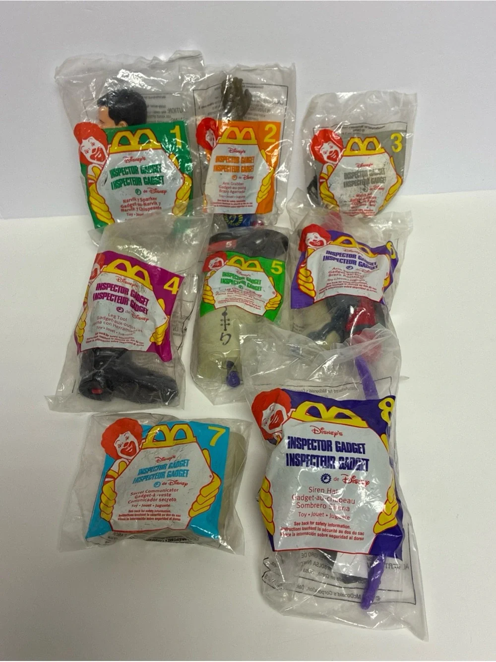 McDonald’s Inspector Gadget 1999 Complete Set 1-8 NIB SEALED Happy Meal Toys VTG